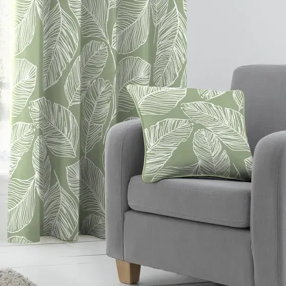 Matteo Cushion with Removable Cover - Green, Cotton alternate view