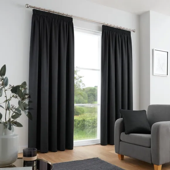 Pencil Pleat Curtains with Dim Out - Black alternate view