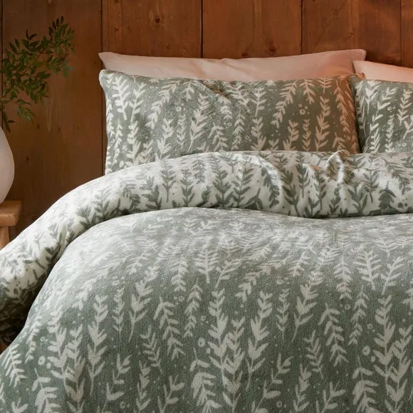 Winter Foliage Duvet Cover Set - Green, Fleece alternate view