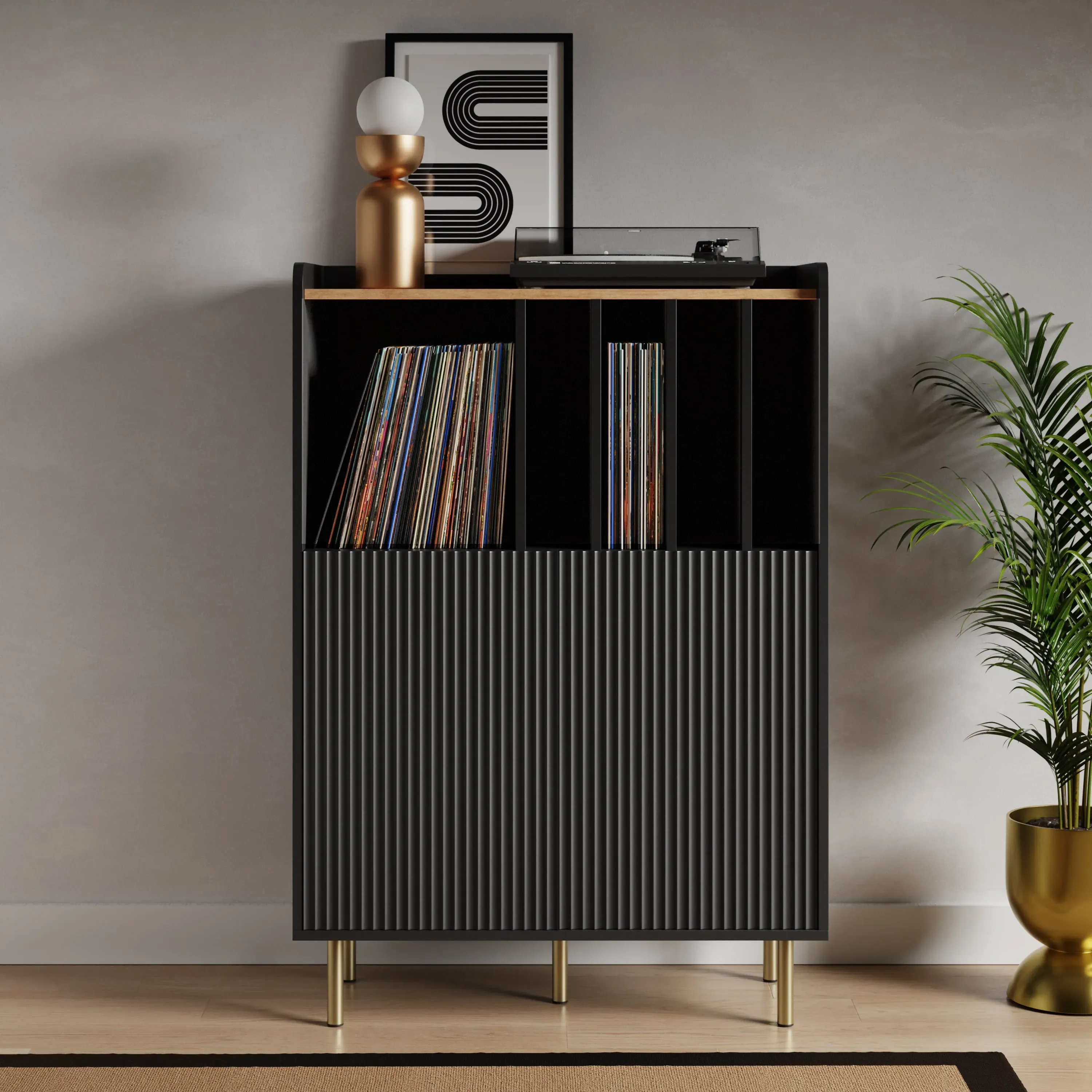 georgi-vinyl-cabinet-black-black image