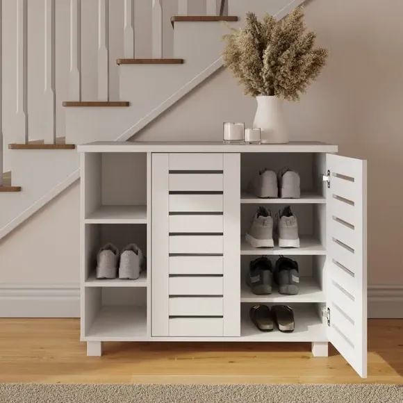 Bodie 2 Door Shoe Cabinet with Shelves - White alternate view