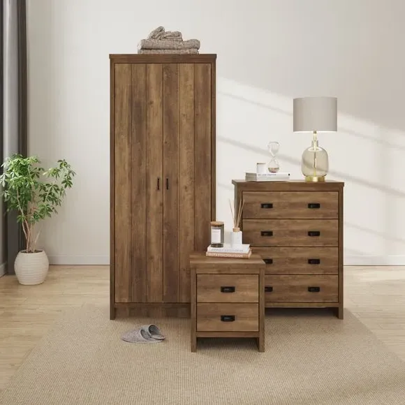 Boston 3-Piece Bedroom Furniture Set - Medium Wood