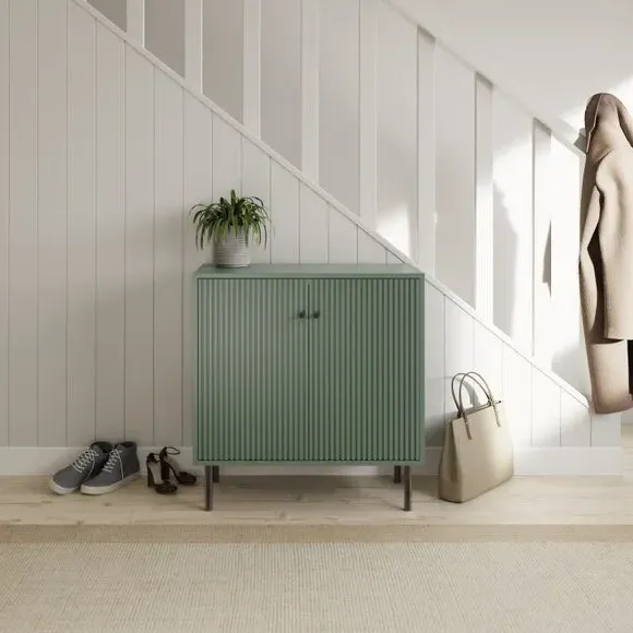 Cody Ribbed 2-Door Shoe Storage Cabinet - Green product