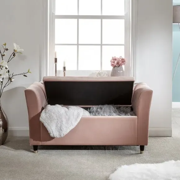 Genoa Window Seat with Storage - Pink, Chenille alternate view