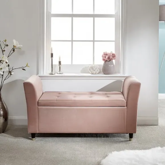 Genoa Window Seat with Storage - Pink, Chenille product