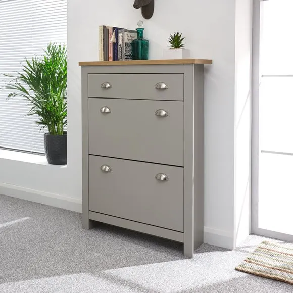 Lancaster 2-Door Shoe Cabinet with Drawer - Grey