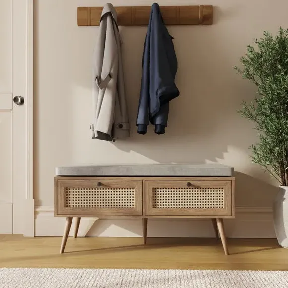 Noor Storage Bench - Light Wood Effect, Rattan product