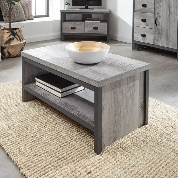 Open Shelf Coffee Table - Grey, Wood alternate view