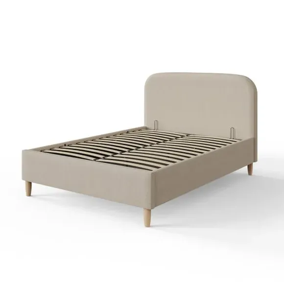 Florence Ottoman Bed Frame with Storage - Stone, Boucle alternate view