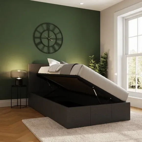 Side Lift Ottoman Bed Frame - Dark Grey, Fabric alternate view