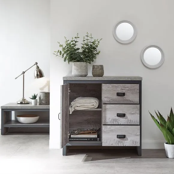Small Sideboard with Drawers - Grey, Wood alternate view