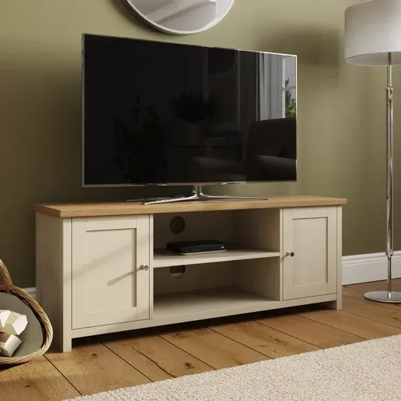 TV Unit for 55" TVs with Storage - Cream, Oak alternate view