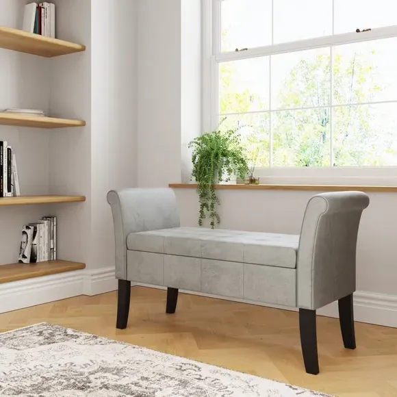 Window Seat with Storage - Grey, Chenille alternate view