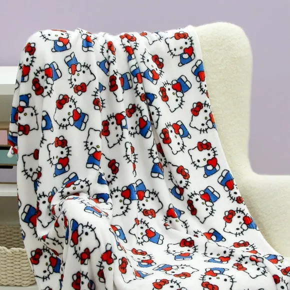 Fleece Blanket with Character Design - White alternate view