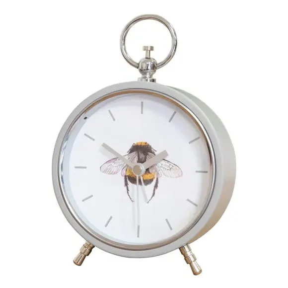 Bee Mantel Clock - Grey, Metal alternate view