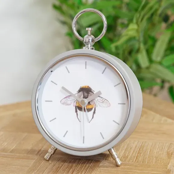 Bee Mantel Clock - Grey, Metal product