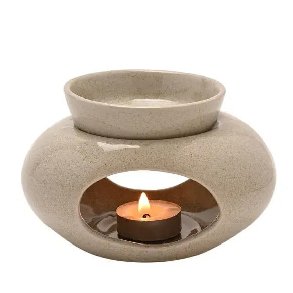 Hestia Pebble Shaped Wax Melt Burner - Grey, Ceramic alternate view