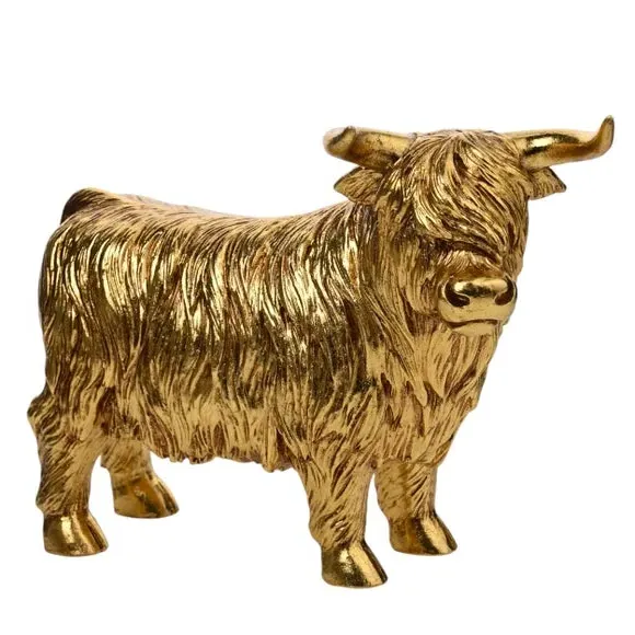 Highland Cow Figurine - Gold, Resin product