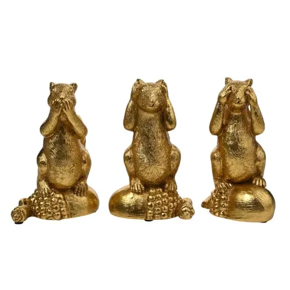 Set of 3 Squirrel Ornaments - Gold alternate view