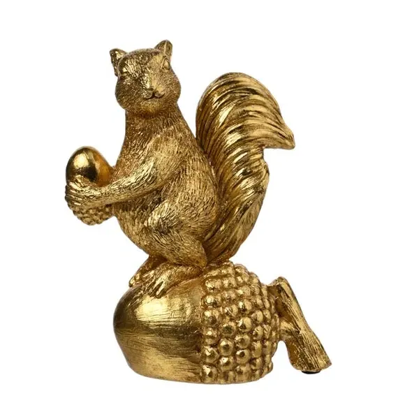 Squirrel & Acorn Freestanding Ornament - Gold alternate view