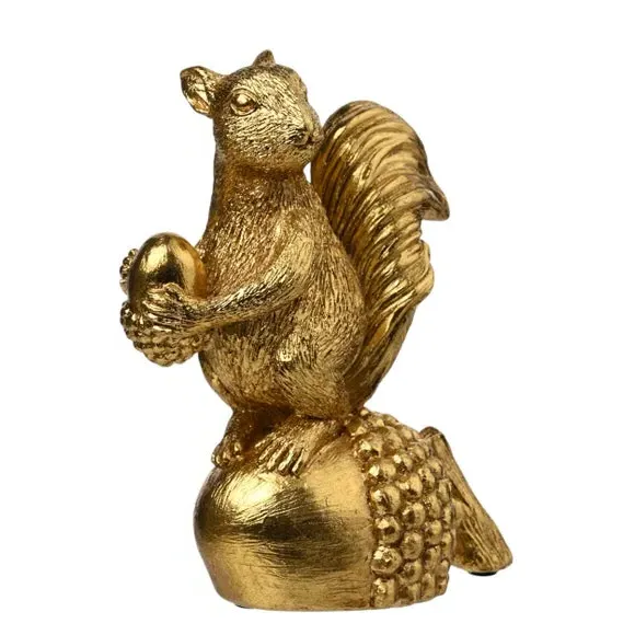 Squirrel & Acorn Freestanding Ornament - Gold product