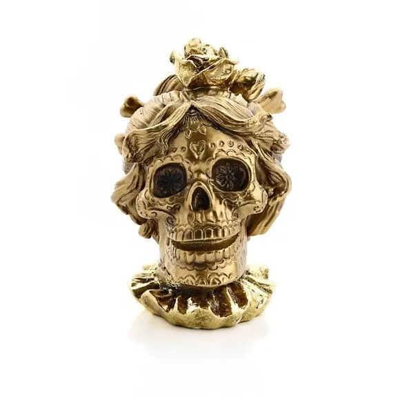 Skull Bride Resin Ornament - Gold alternate view