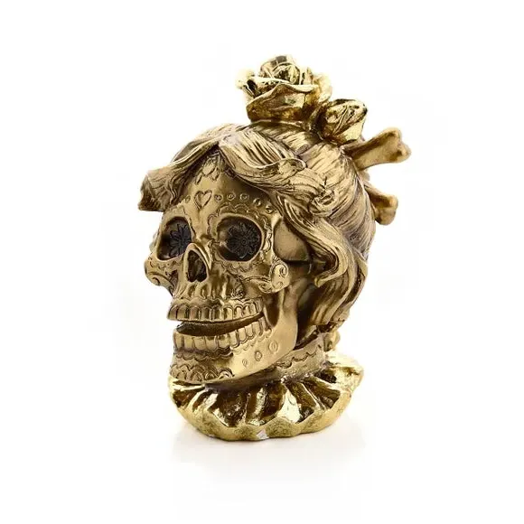 Skull Bride Resin Ornament - Gold product
