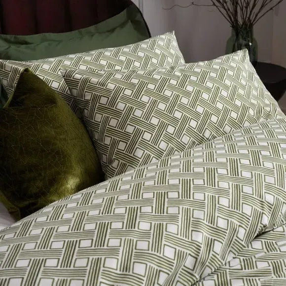Duvet Cover & Pillowcase Set - Green, Cotton alternate view