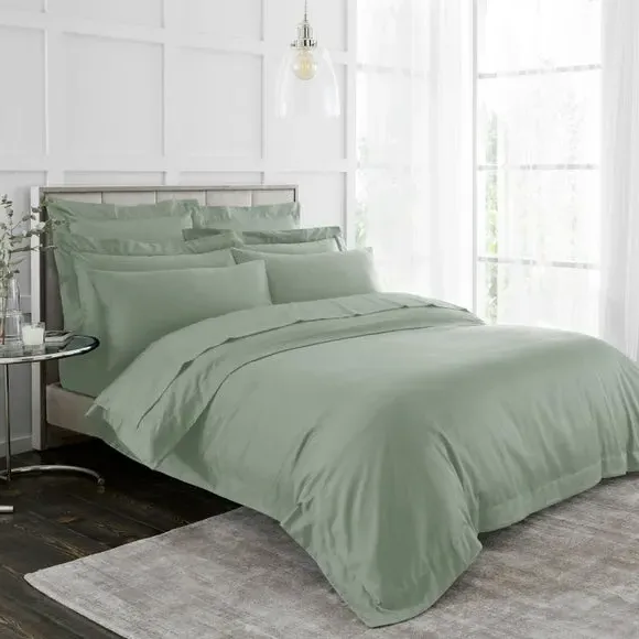 230 Thread Count Cotton Sateen Duvet Cover - Sage Green product