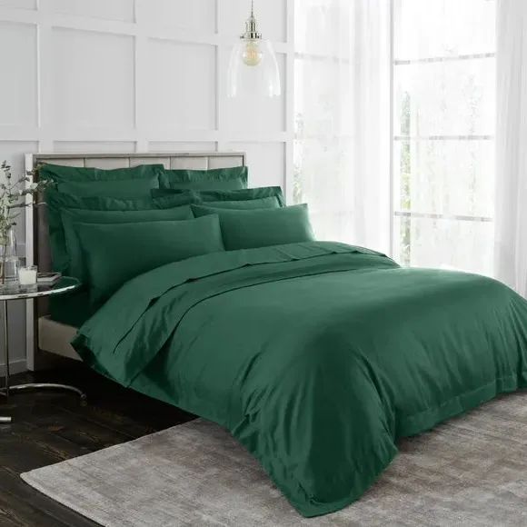 230 Thread Count Cotton Sateen Fitted Sheet - Teal Green alternate view