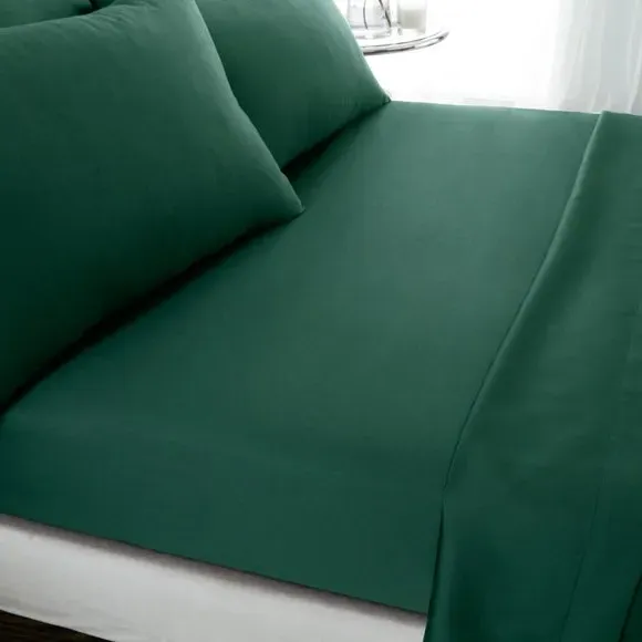 230 Thread Count Cotton Sateen Fitted Sheet - Teal Green product