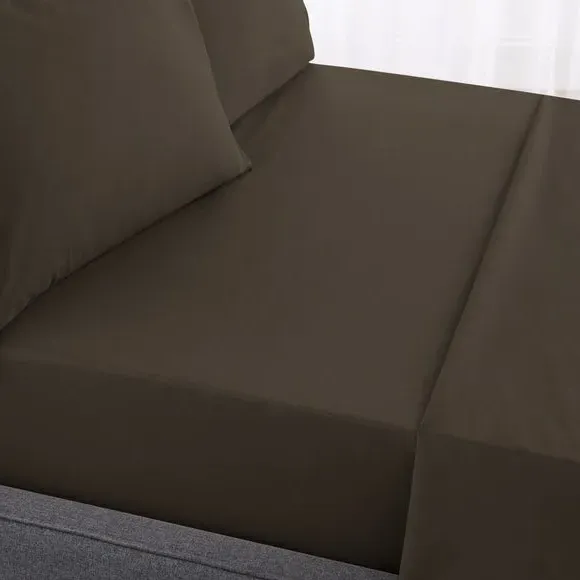 230 Thread Count Percale Fitted Sheet - Bitter Chocolate Brown, Cotton product