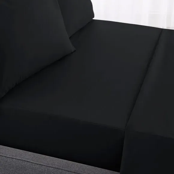 230 Thread Count Percale Flat Sheet - Black, Cotton alternate view