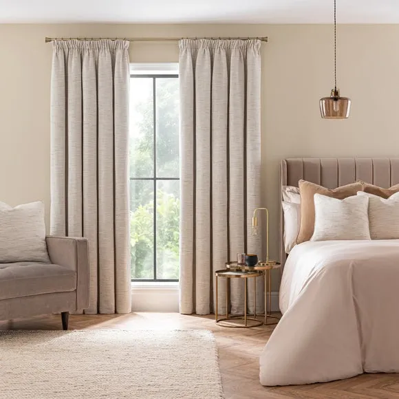 Blackout Pencil Pleat Curtains - Ivory, Fabric alternate view