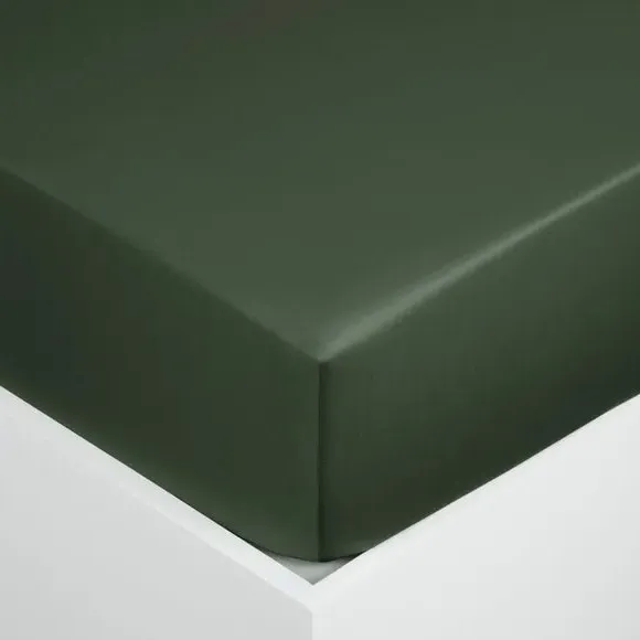 Cotton Sateen 400 Thread Count Grip Fitted Sheet - Deep Olive alternate view