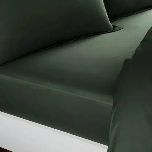 Cotton Sateen 400 Thread Count Grip Fitted Sheet - Deep Olive product