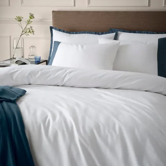 Portchester Duvet Cover and Pillowcase Set - Blue, Cotton Sateen alternate view