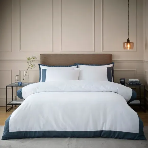 Portchester Duvet Cover and Pillowcase Set - Blue, Cotton Sateen product