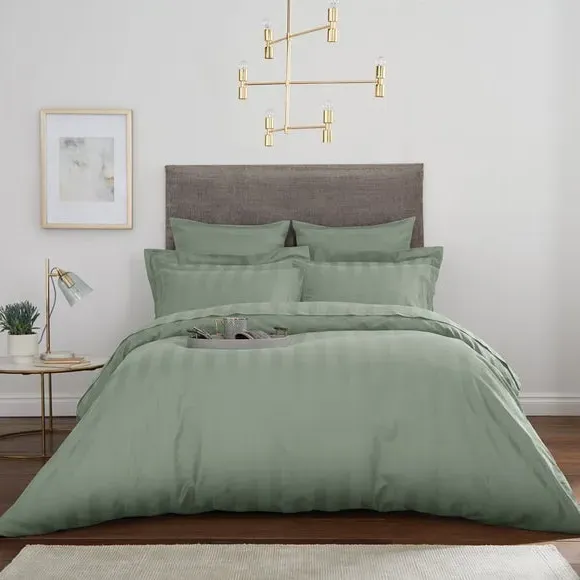 Stripe 230 Thread Count Duvet Cover - Sage Green, Cotton product