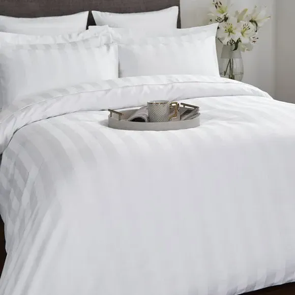 Stripe Duvet Cover 230 Thread Count - White, Cotton Sateen alternate view