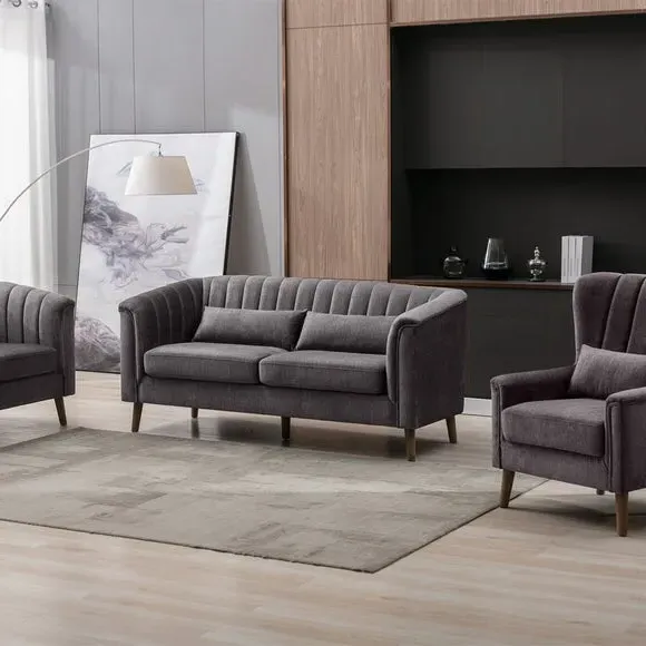 3-Seater Chesterfield Sofa - Graphite Grey, Velvet alternate view
