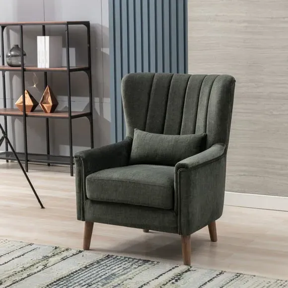 Wingback Occasional Armchair - Green, Velvet alternate view