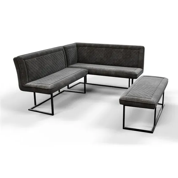 Athena 6-Seater Dining Table & Corner Bench Set - Black alternate view