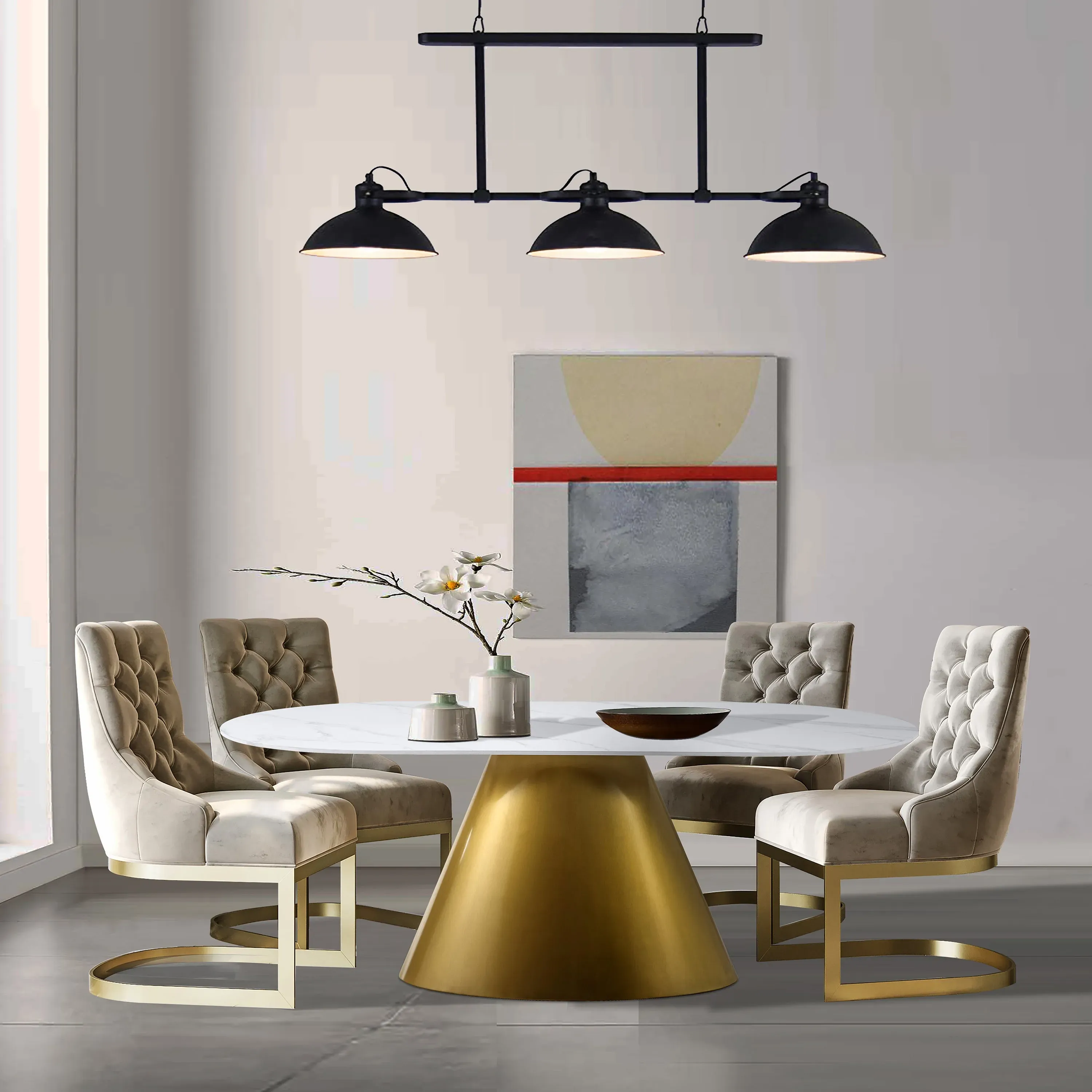 indus-valley-orbit-6-seater-oval-dining-table-gold image