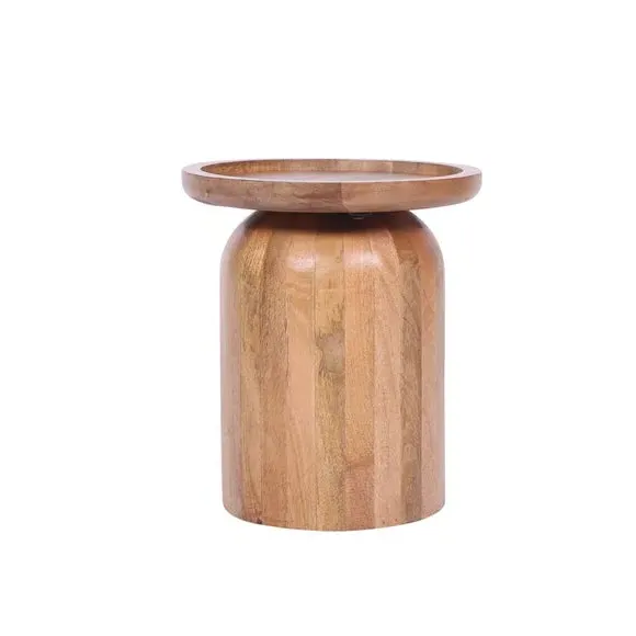 Round Side Table - Light Wood, Mango Wood alternate view
