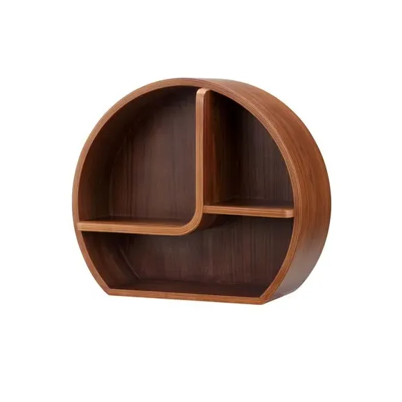 Curved Wall Shelf with Open Storage - Walnut alternate view
