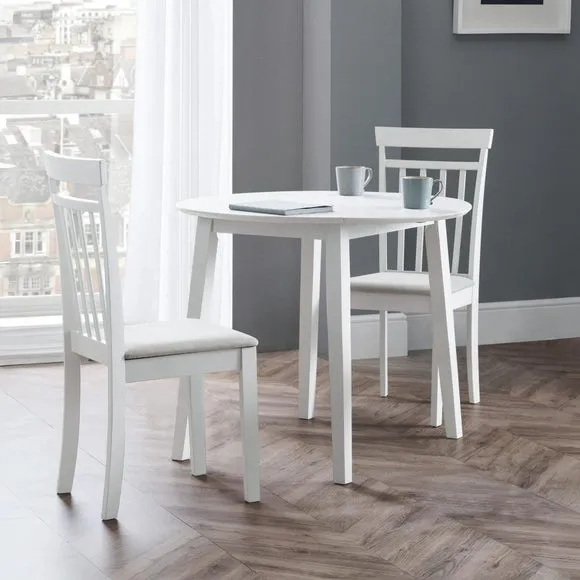 2-4 Seater Round Drop Leaf Dining Table - White alternate view