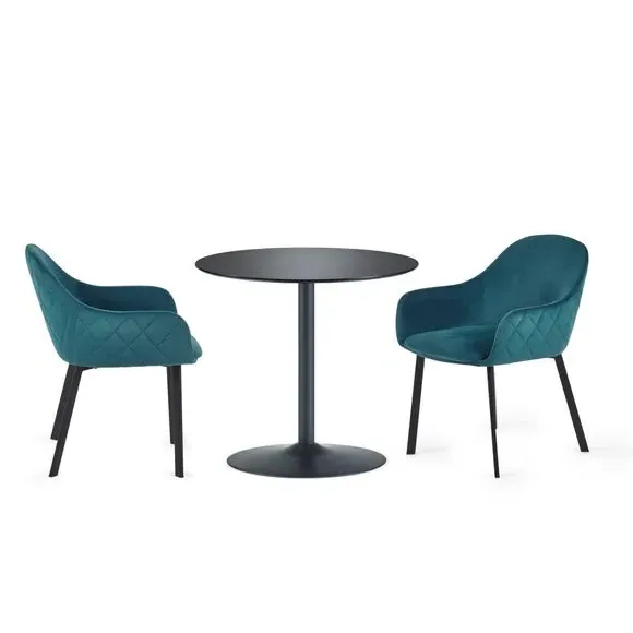 2-Seater Dining Set with Chairs - Black, Metal alternate view