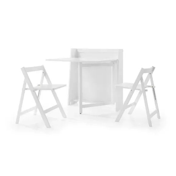 2-Seater Round Dining Set with Chairs - White, MDF alternate view