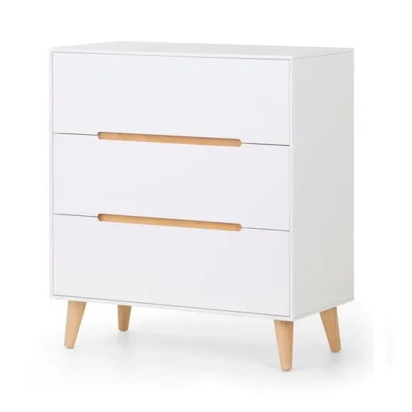 3-Drawer Chest with Tapered Legs - White, Oak alternate view